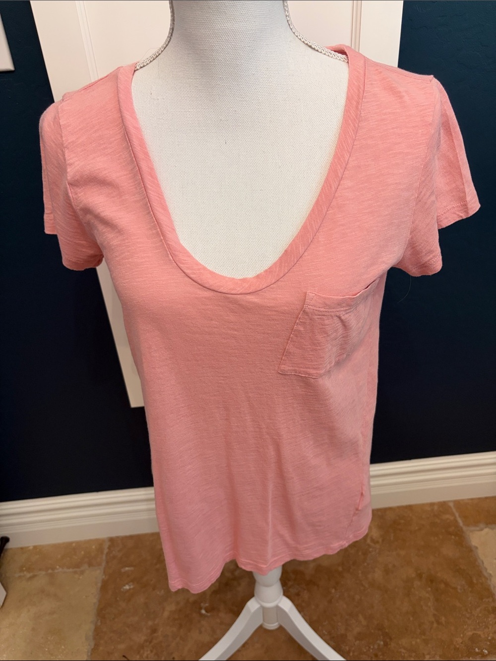 Caslon pink short sleeve v neck tee shirt.